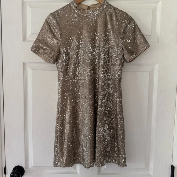 Forever 21 Exclusive Sequin Mini Dress – Silver & Champagne, Size Medium - Picture 10 of 11